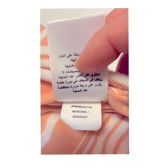 Vintage Jones New York Sweater Womens Small Peach White Striped 90s Y2K Side Tie - Picture 7 of 9